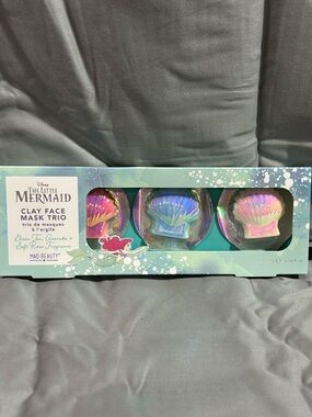 Disney The Little Mermaid Clay Face Mask Trio - Aqua, Pink, Gold Shells